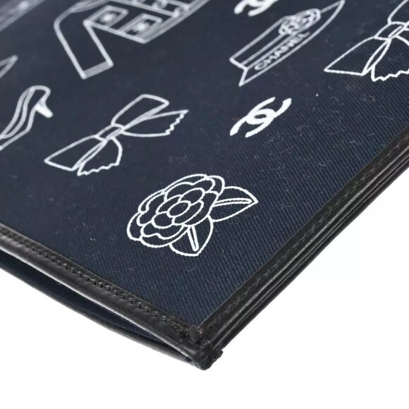 Chanel Navy Canvas Icon Chain Tote Handbag - Picture 4 of 10